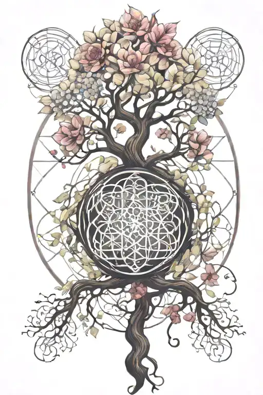 Sacred Geometry Flower Tree Of Life Root Chakra Symbol Surrounded