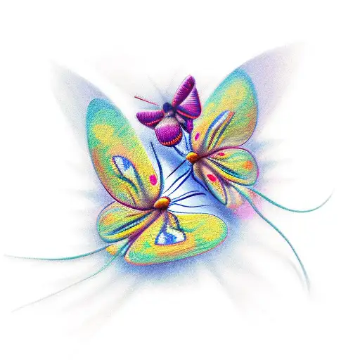 A Moth And A Butterfly Flying Together In Harmony