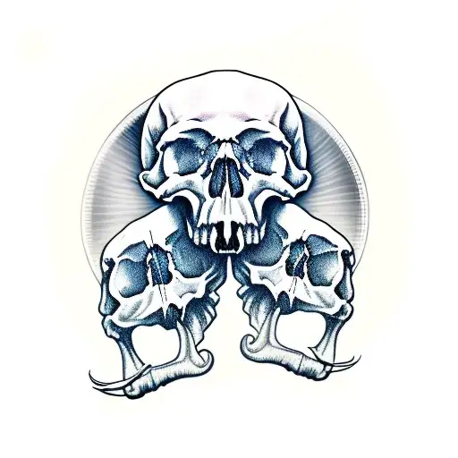 Skull With Rhorns And A Knife