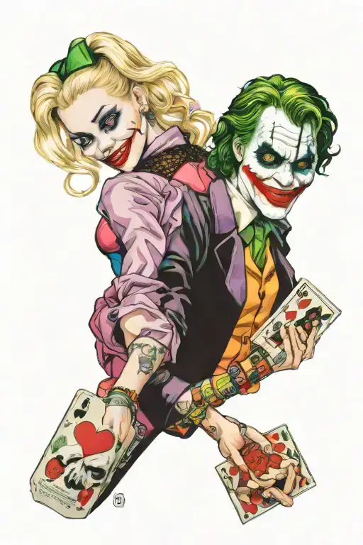 Harley Quin Holding A Joker Crd
