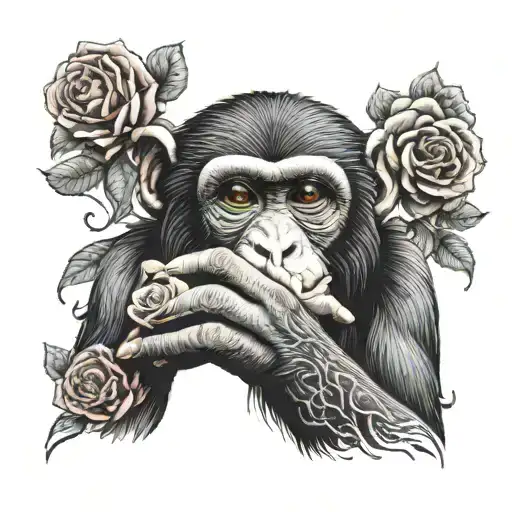 Monkey Pray Hands With Roses