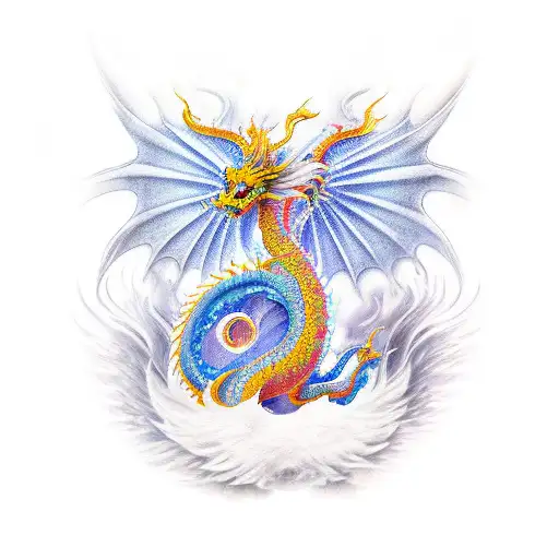 Pixiu Dragon With Wings Neotrad Design