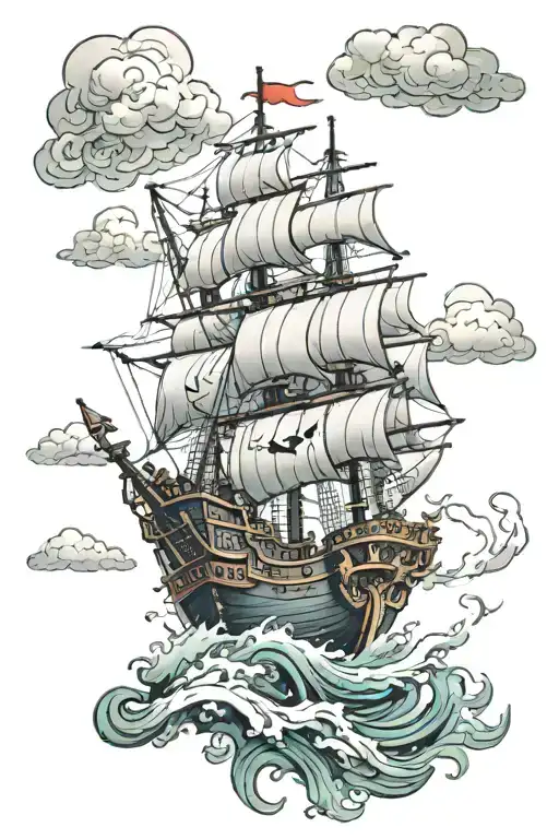 Evil Pokemon Pirate Ship Sailing Through Stormy