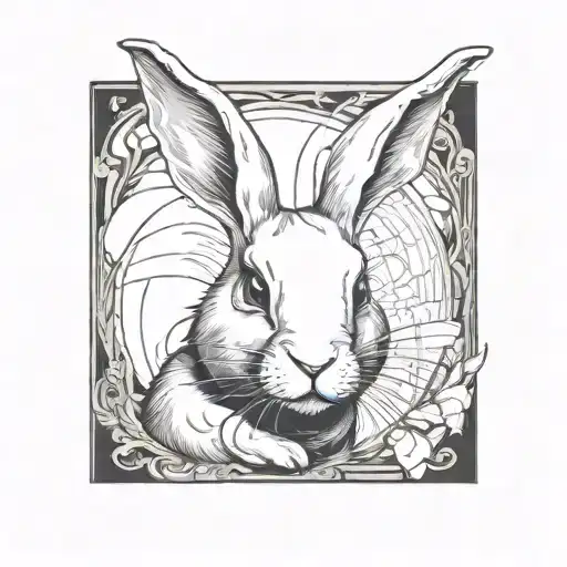 White Rabbit In A Black Square