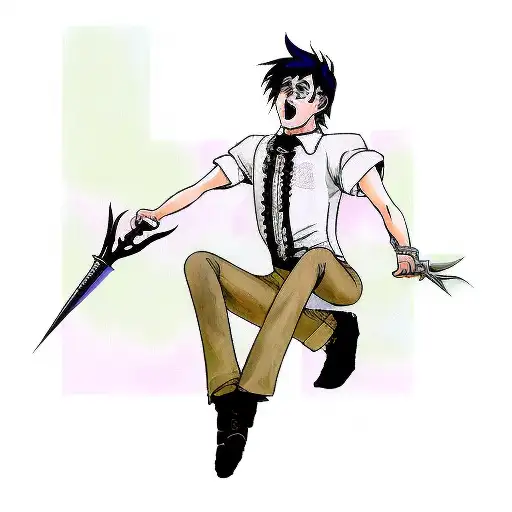 Feminine Guy Priest With A Spear Cries Surrealism