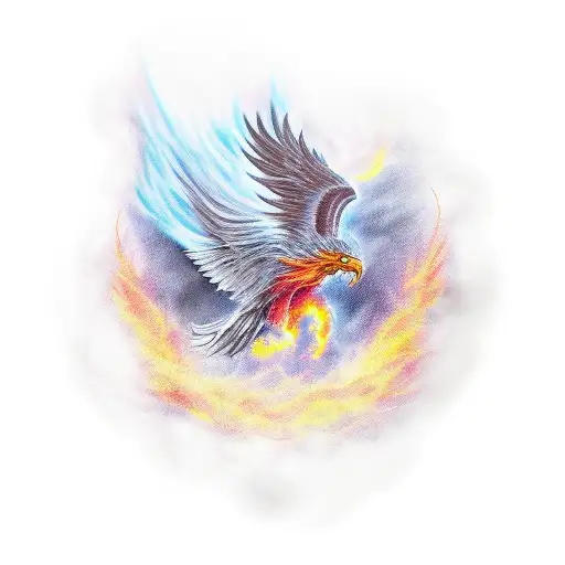 An Old Man Rising From The Ashes As A Phoenix