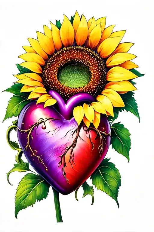 Purple Heart On Sunflower