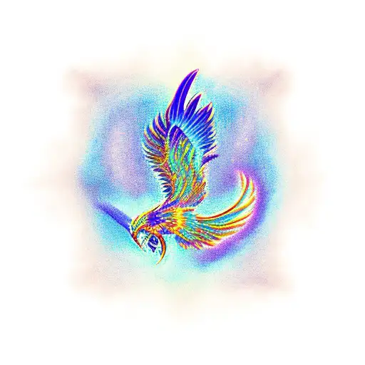 Phoenix With Blues And Purples