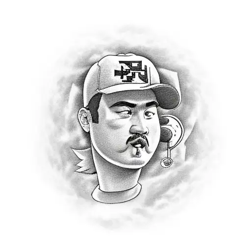 A Traditional-style Tattoo Featuring Iconic Nintendo Characters Playing Different Sports