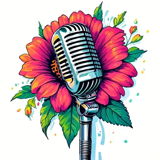 Skul Flower Cute Rockabilly Microphone And Music