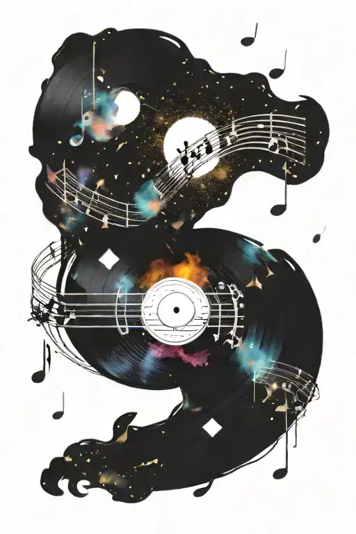 A Vinyl Record That Looks Like A Galaxy With Music Notes In It