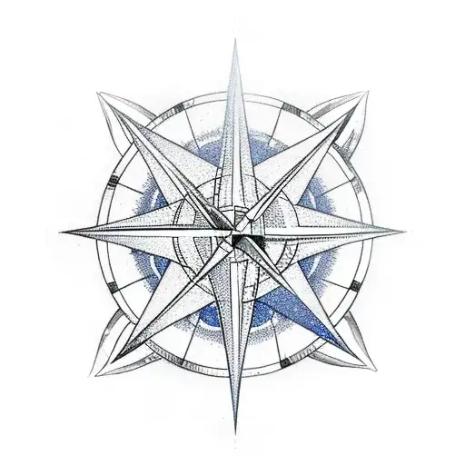 North Star With Compass Rose