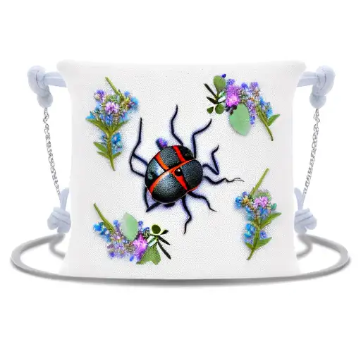 Arm Bracelet With Forget Me Not Flower And Lavander And On A Leaf A Ladybug