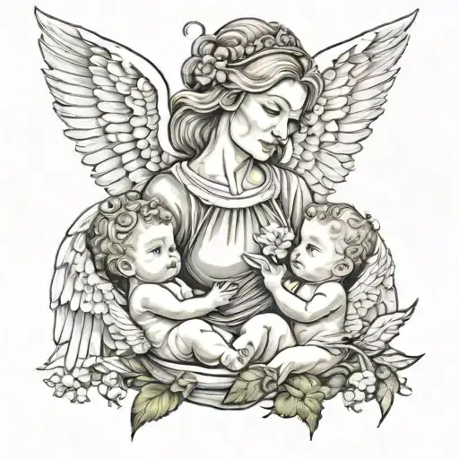 Mom Son And Baby Angel