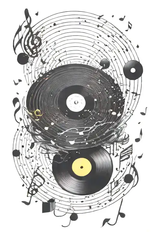 A Vinyl Record That Looks Like A Galaxy With Music Notes In It