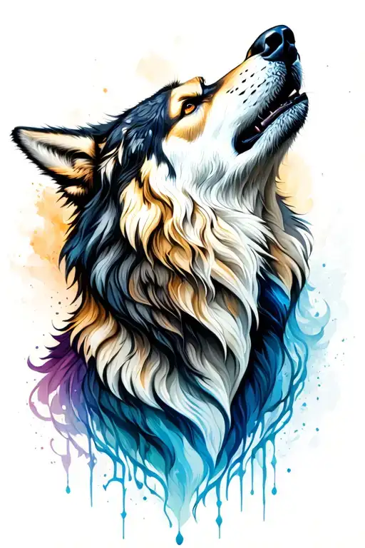 Spiritual Wolf Howling Together Face