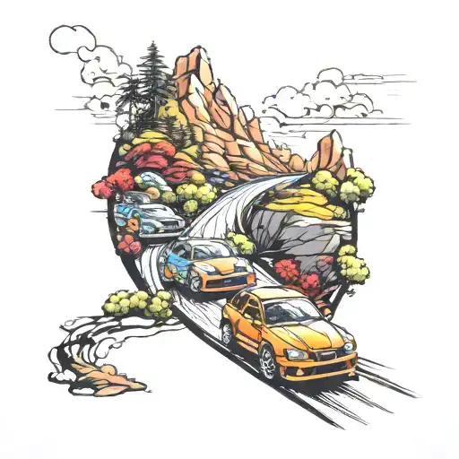 Jdm Cars Racing On Mountain Road Leading