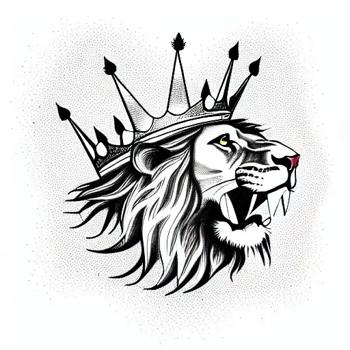 Lion With Crown And Fire