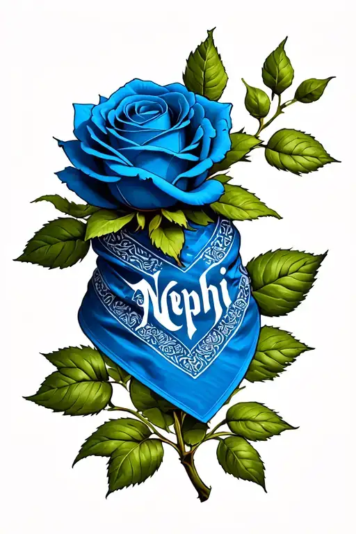 Blue Bandana Rose With The Lettering Nephi