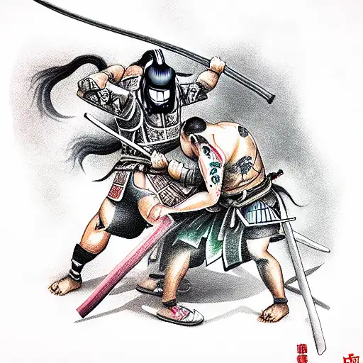 Japanese Samurai Fights Demons