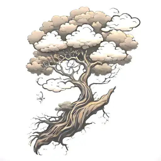 Tree Growing Representing Your Love With Clouds Surrounding