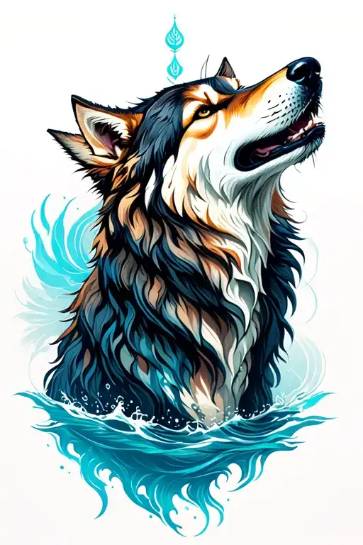 Spiritual Nautical Wolf Howling