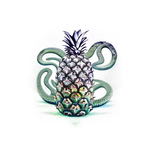 A Snake Wrapped Around A Pineapple