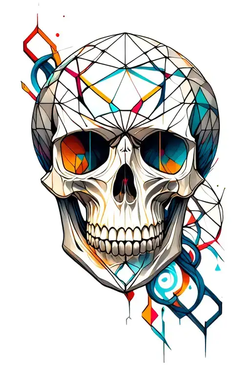 Geometric Skull Glyph Symbol Intertwined