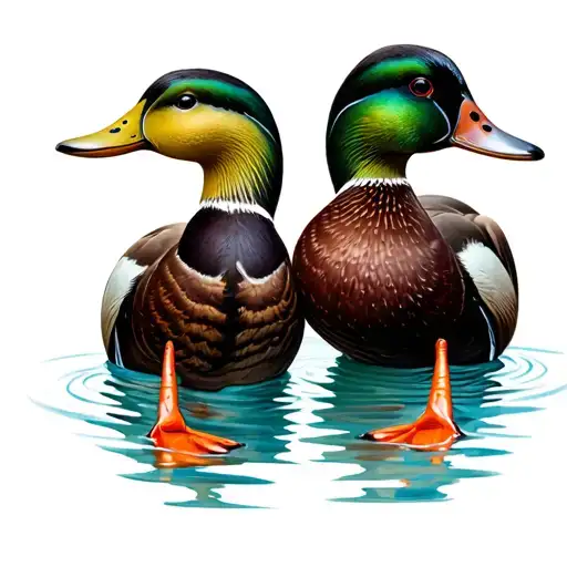 2 Mallard Ducks Male And Female Upper Arm Sleeve With Water As Above So Below
