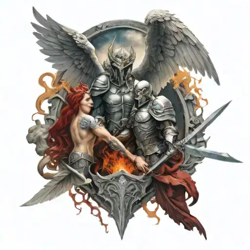 Angel And Demon At War Sword Shield