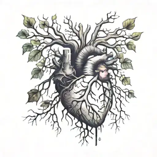Human Heart And Tree Roots