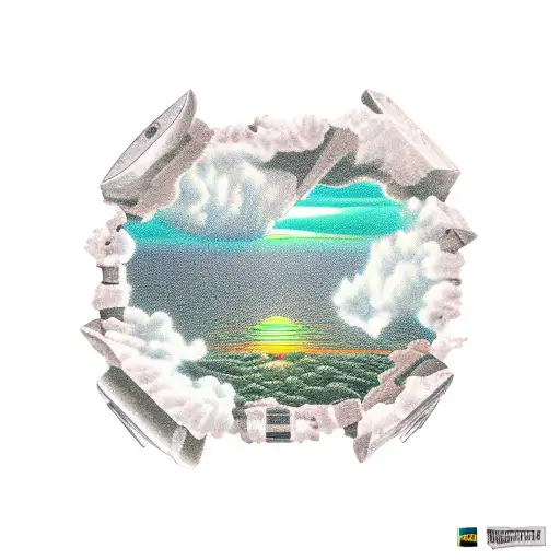 Sunset In Top-right Over Green Bay With Rock In Bottom Left