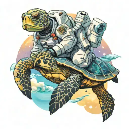 Astronaut And Sea Turtle
