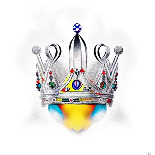 Harlequin Fool Placing A Crown On His Head