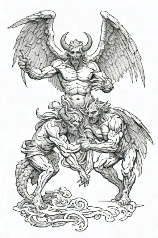 A Demon And An Angel Fighting