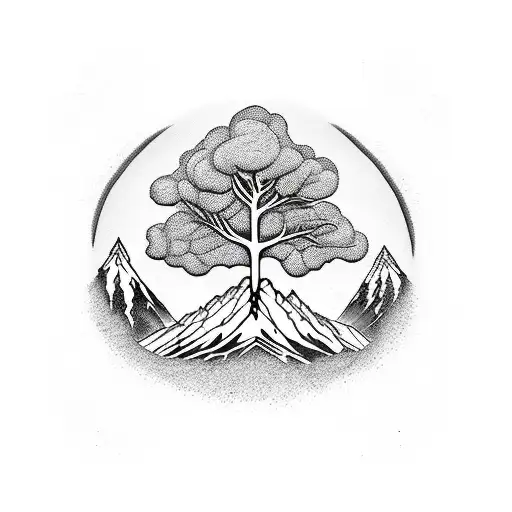 Tree Mountain With Tibatan Om