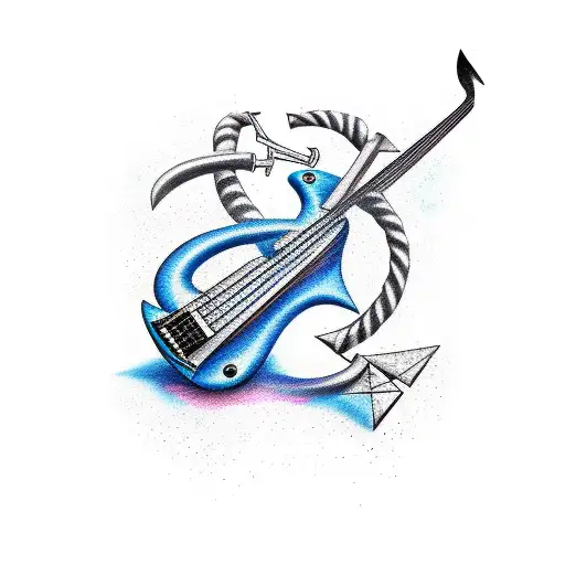 Bass Guitar In The Shape Of An Anchor