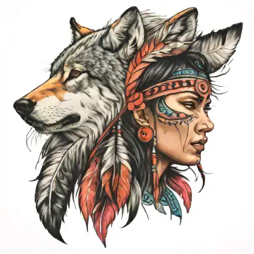 Wolf Indian Woman