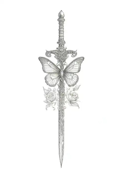A Sword With A Butterfly On It