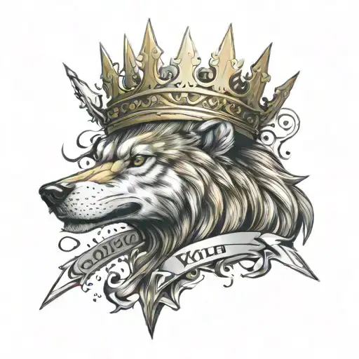 A Crown Made Of Swords With A Wolf Emblem Surrounded