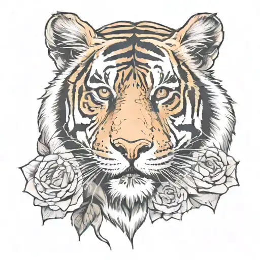 Tiger Face Rose Behind It