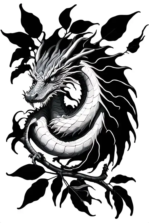Dragon In A Lemon Tree Intertwined Tattoo