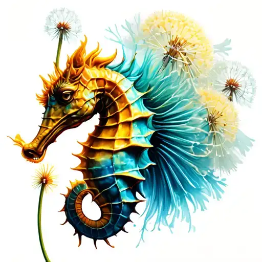 Sea Horse Eating A Dandelion