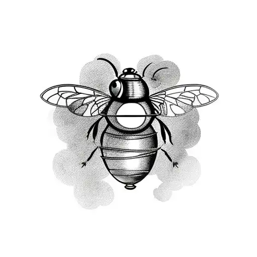 Classic Birdcage With Open Door Bee Flying Into Distance Black And White Dimensional