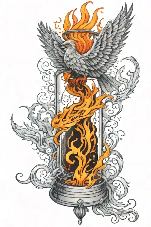 Phoenix Rising From The Ashes Hour Glass