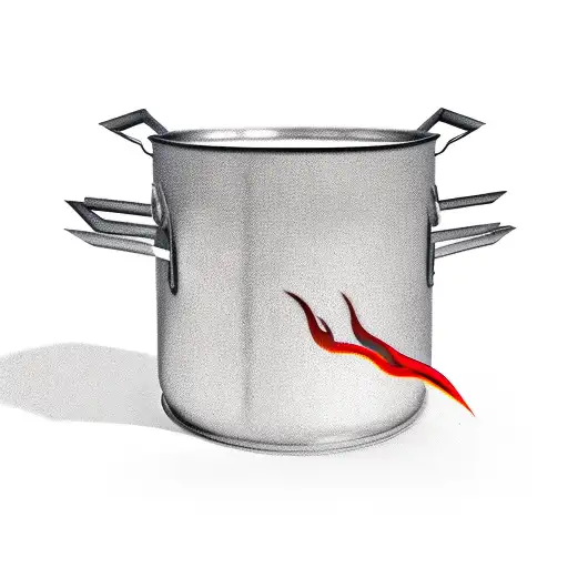 Metal Cooking Pot With Flames From It Pretty High