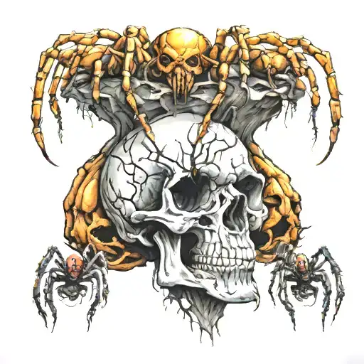 Spiders Crawling Out Of A Skull