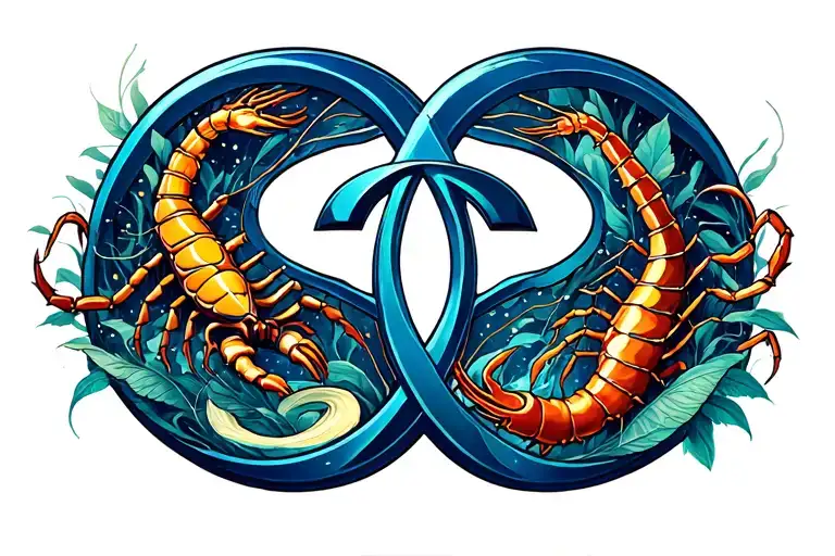 Infiniti Symbol With Libra And Scorpio Signs Inside