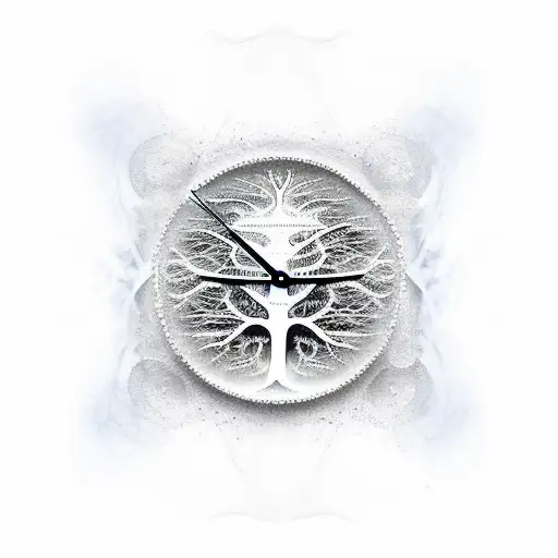 Abstract Tree Of Life Inside A Melting Rectangular Clock