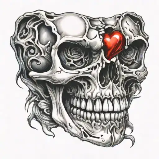 Skull With Heart In Teeth
